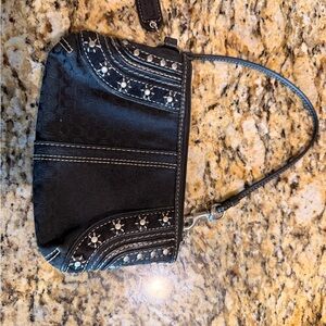 Coach Black Mini Bag with Silver Accents